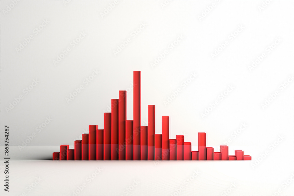 3D red bar graph chart on a white background, representing business growth, data analysis, and financial statistics for presentations. 3D red bar graph chart on a white background, representing business growth, data analysis, and financial statistics for presentations.