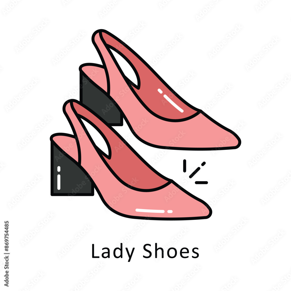 Lady shoes vector Filled outline Design illustration. Symbol on White background EPS 10 File Lady shoes vector Filled outline Design illustration. Symbol on White background EPS 10 File