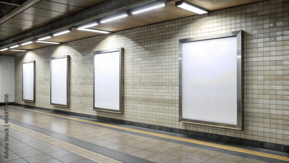 Empty Subway Billboard Mockup with Three Blank Poster Frames
Empty Subway Billboard Mockup with Three Blank Poster Frames