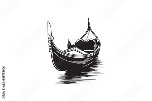 A vector silhouette of gondola boat