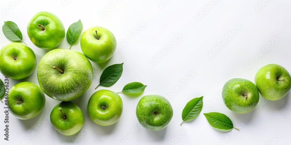 Fresh green apple design on white background with copyspace. Food, healthy, nature, fruit and healthy eating concept Fresh green apple design on white background with copyspace. Food, healthy, nature, fruit and healthy eating concept