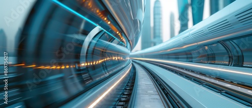 Ecofriendly hyperloop trains connect major cities with ultrafast speeds, transforming longdistance travel into a quick and sustainable journey, with copy space photo