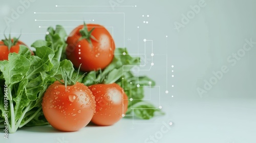 Edible sensors embedded in food provide realtime feedback on nutritional content and freshness, blending food safety with cuttingedge technology, with copy space photo