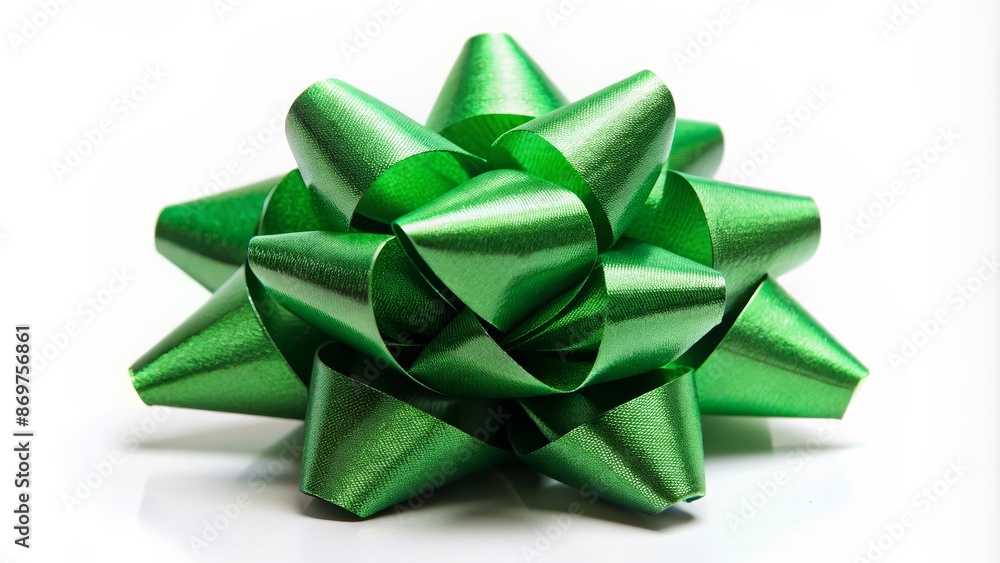 Green Bow Isolated on White Background for Copy Space, Gift, Decoration, Ribbon, Present Green Bow Isolated on White Background for Copy Space, Gift, Decoration, Ribbon, Present