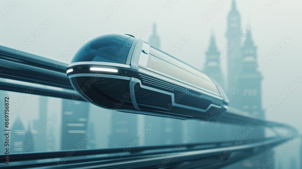 Floating streets supported by magnetic levitation provide a futuristic and efficient solution to urban congestion and transportation, with copy space Floating streets supported by magnetic levitation provide a futuristic and efficient solution to urban congestion and transportation, with copy space