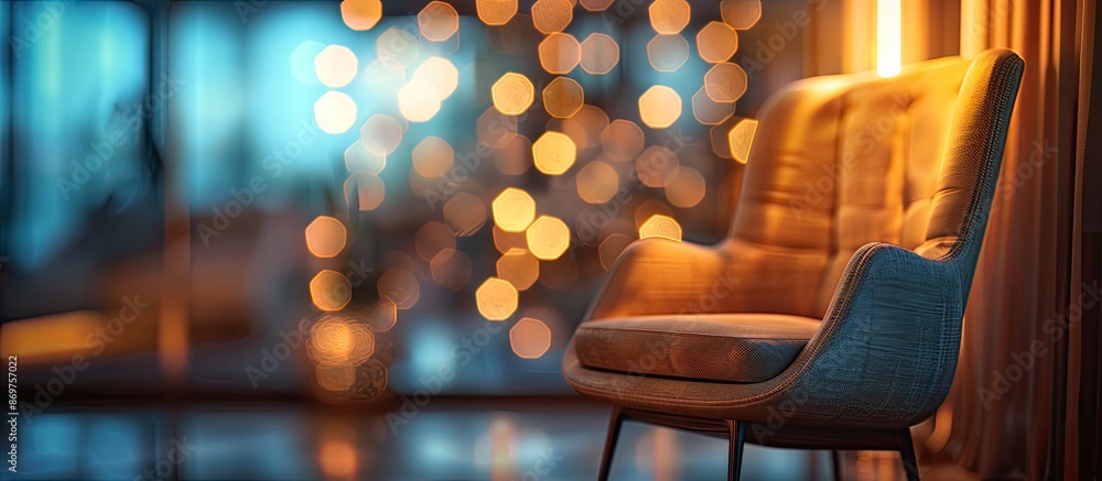 Abstract blurred bokeh background with a modern chair as the focal point, perfect as a copy space image. Abstract blurred bokeh background with a modern chair as the focal point, perfect as a copy space image.