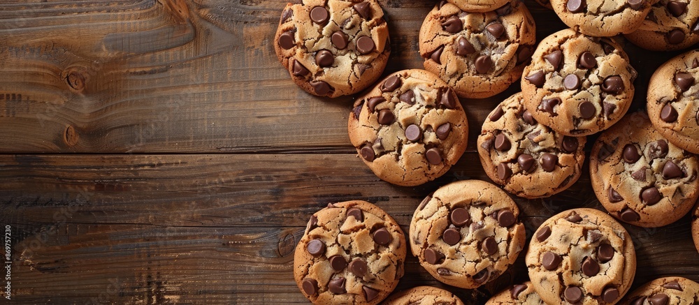 Tray of delicious chocolate chip cookies with a blank space for adding an image. Tray of delicious chocolate chip cookies with a blank space for adding an image.