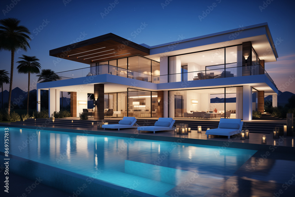 Modern Home with Poolside Decor, high resolution, eye-level shot, volumetric lighting. Generative AI tools Modern Home with Poolside Decor, high resolution, eye-level shot, volumetric lighting. Generative AI tools