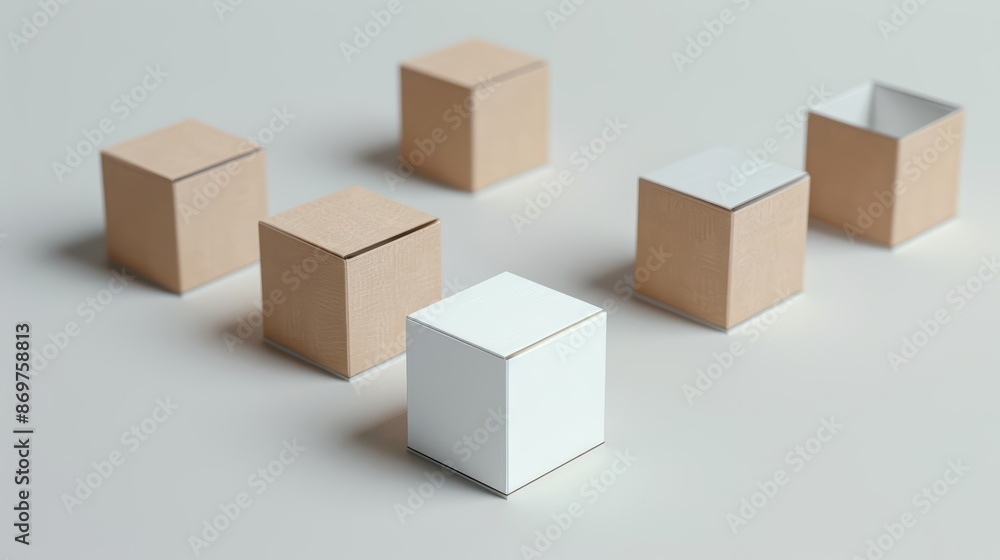 Selfassembling boxes adjust their shape and size based on the contents, offering a futuristic solution for shipping and storage, with copy space Selfassembling boxes adjust their shape and size based on the contents, offering a futuristic solution for shipping and storage, with copy space