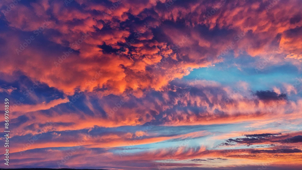 Fototapeta premium Abstract vivid sky at sunset, 16:9 with copyspace, 300 dpi