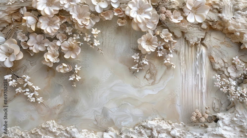 3d white flower Wallpaper Background golden art for digital printing wallpaper, mural, custom design wallpaper. AI generated illustration 3d white flower Wallpaper Background golden art for digital printing wallpaper, mural, custom design wallpaper. AI generated illustration