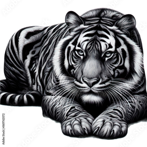 tiger lies down tattoo