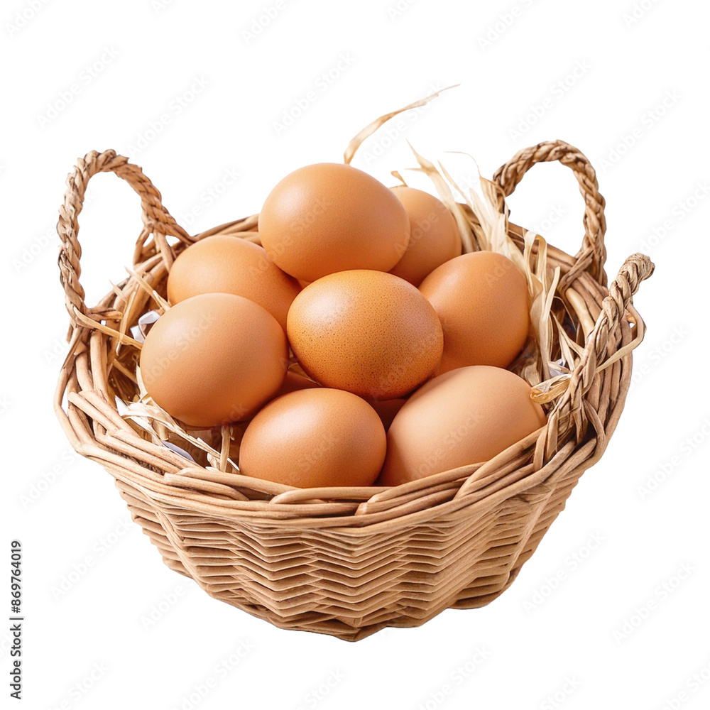 Eggs in a basket on transparent background. Eggs in a basket on transparent background.