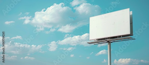 Empty billboard against a blue sky for a new ad, with copy space image. photo