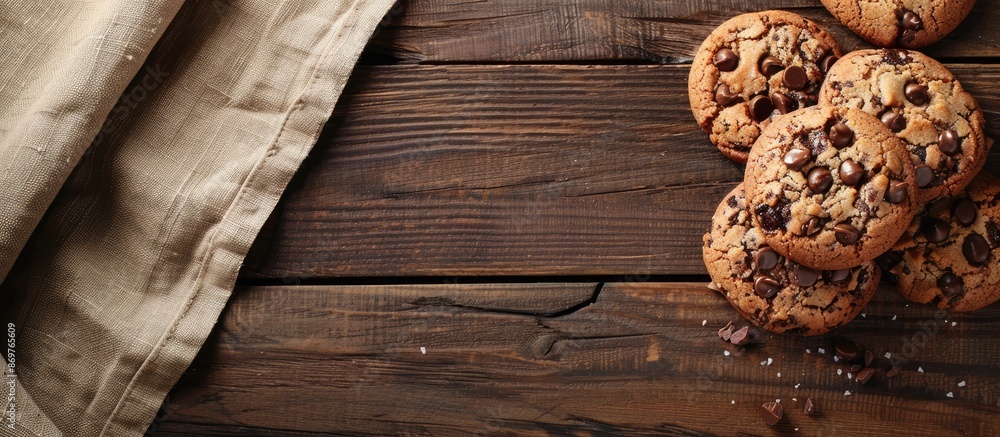 Homemade cookies close-up on a wooden table with ample space for copying images. Homemade cookies close-up on a wooden table with ample space for copying images.