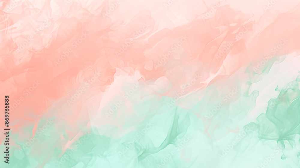 Fototapeta premium Watercolor soft green and peachy pink as a background