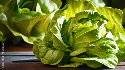 Butterhead lettuce, 16:9 with copyspace, 300 dpi photo