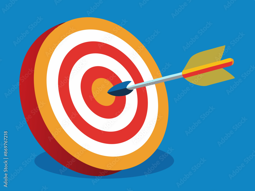 A dart hitting the bullseye of a target A dart hitting the bullseye of a target