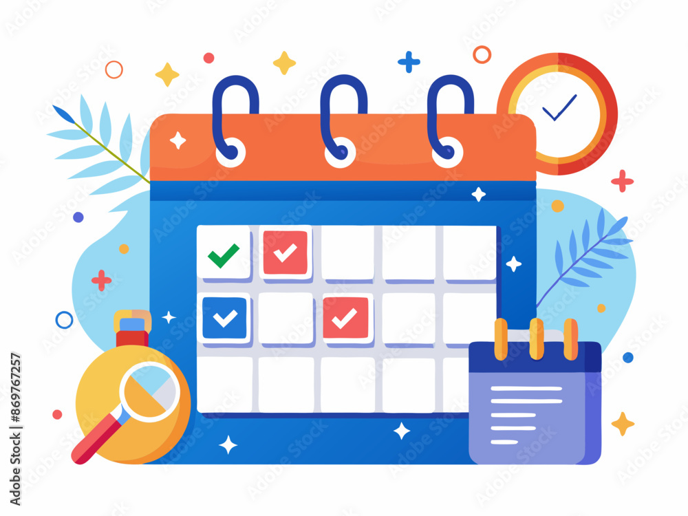 A calendar marked with key milestones achieved A calendar marked with key milestones achieved