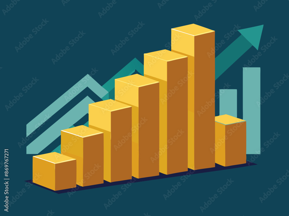 A bar graph with gold bars reaching new heights A bar graph with gold bars reaching new heights