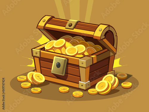 A treasure chest overflowing with gold coins