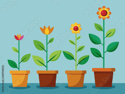 A plant in various stages of growth from seed to full bloom
