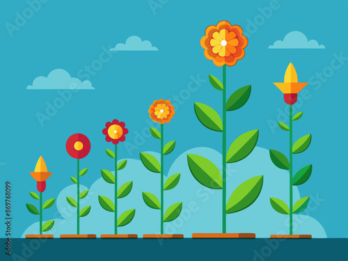 A flower growing taller each day