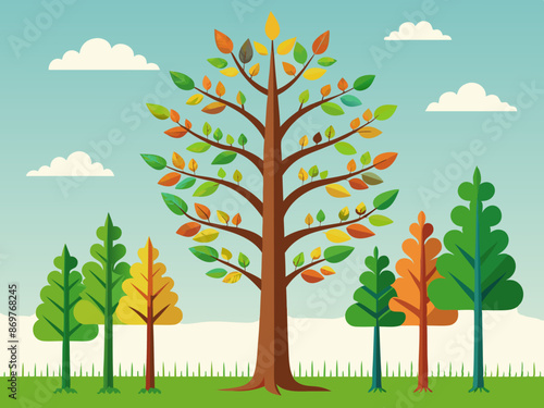 A tree growing taller with each season