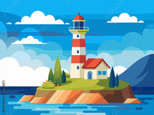 A lighthouse by the sea