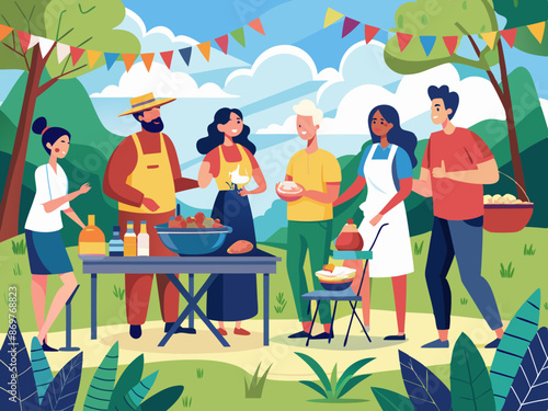 A barbecue with friends and family