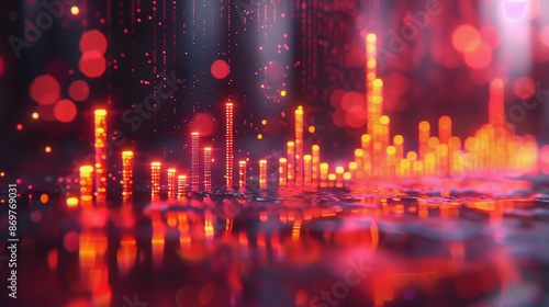 Abstract Red and Orange Digital Data Visualization