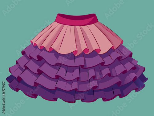A tulle skirt with layers of ruffles