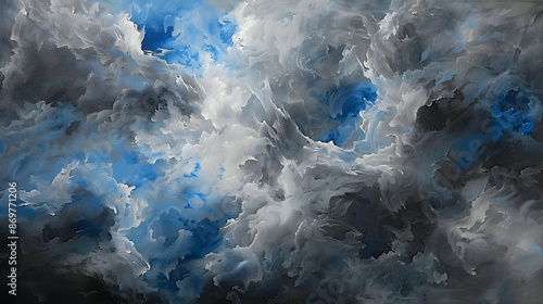 A dynamic interplay of thunderclouds in gray and electric blue © Best Designs