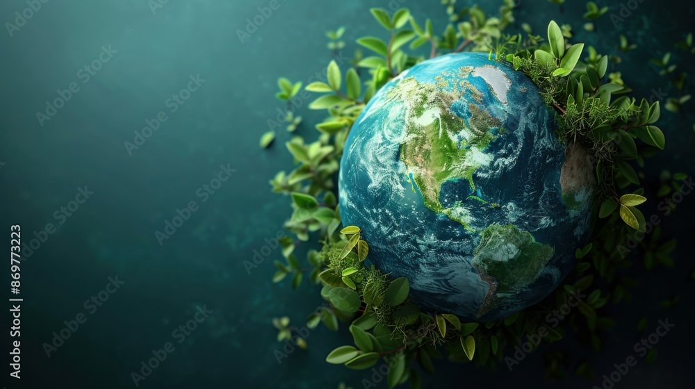 Fototapeta premium a blue-green planet symbolizing environmental protection.