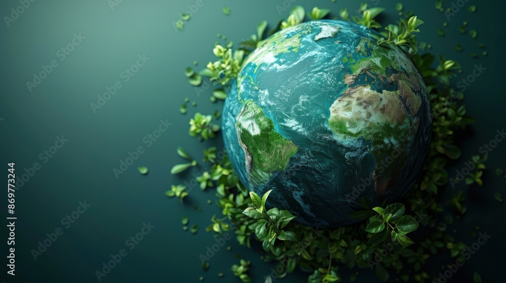 Fototapeta premium a blue-green planet symbolizing environmental protection.