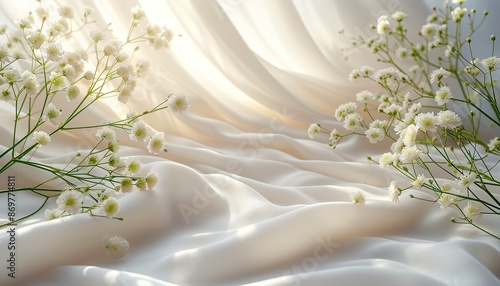 Abstract background of floral motifs, in white colors