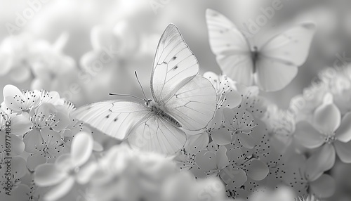 Abstract background of floral motifs, in white colors