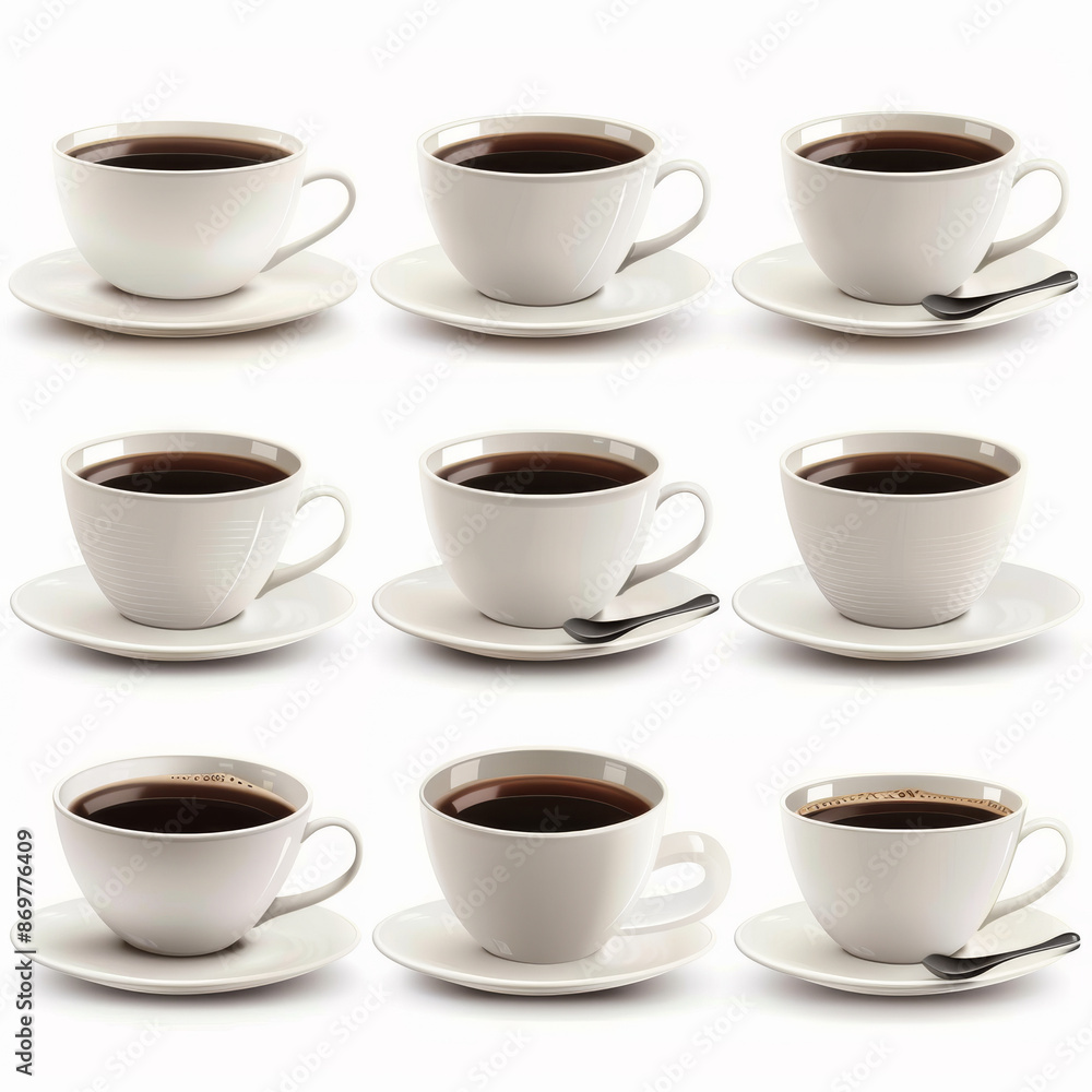 A set of coffee cups, isolated on a white background A set of coffee cups, isolated on a white background