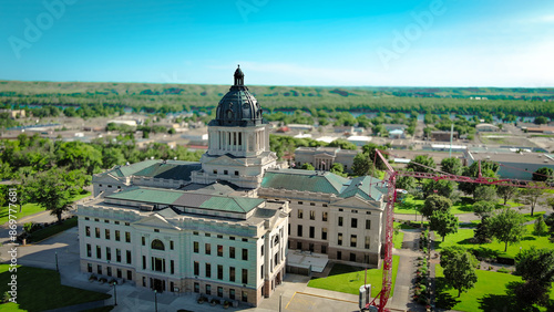 Arial view of the north side of the South Dakota State Capitol building photo