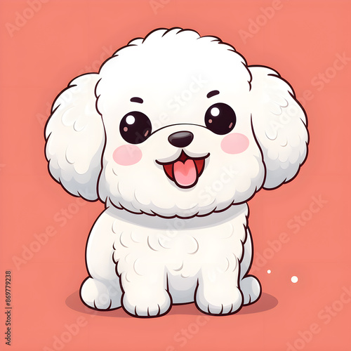 Cute sweet Bichon Frise cartoon photo