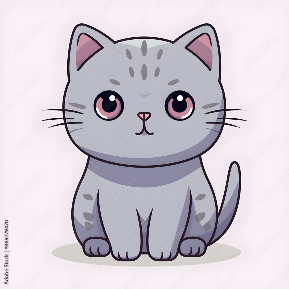 Cute sweet Grey British Shorthair Cat cartoon Cute sweet Grey British Shorthair Cat cartoon