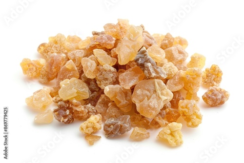 Top view of isolated frankincense resin on white background.