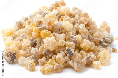 Top view of isolated frankincense resin on white background. photo