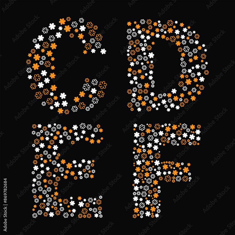 English alphabet is designed using different colors and shapes English alphabet is designed using different colors and shapes