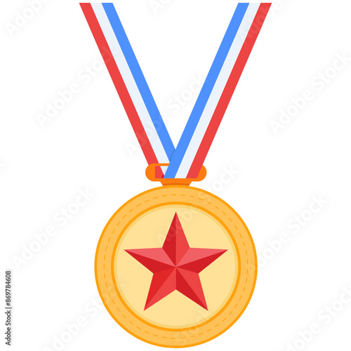 gold medal with ribbon