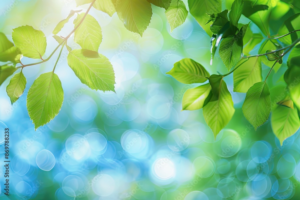 Blurred green and blue summer foliage background with bokeh. Blurred green and blue summer foliage background with bokeh.