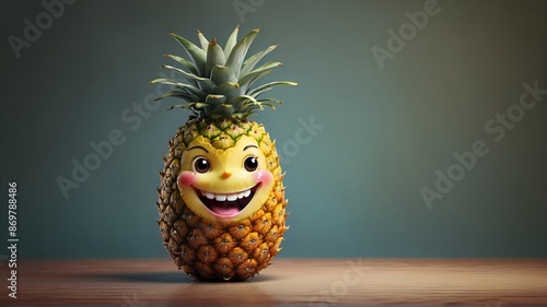 funny pineapple fruit with a smile photo