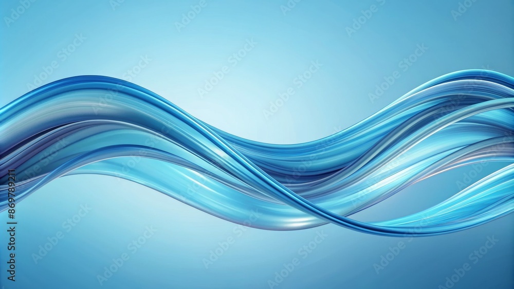 Abstract Blue Liquid Wave Flowing On Blue Background - 3D Rendering Abstract Blue Liquid Wave Flowing On Blue Background - 3D Rendering