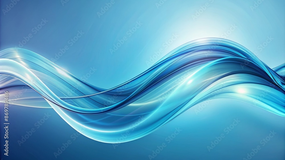 Fototapeta premium Abstract Blue Wave - Digital Art 3D Render - Smooth Flowing Lines