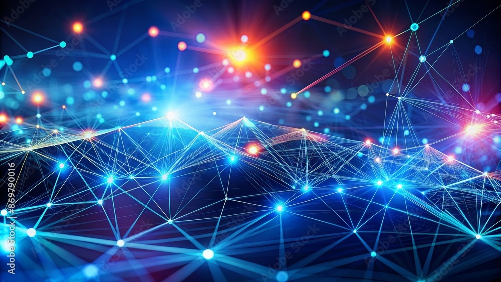 Abstract Digital Network with Glowing Lines and Points Abstract Digital Network with Glowing Lines and Points